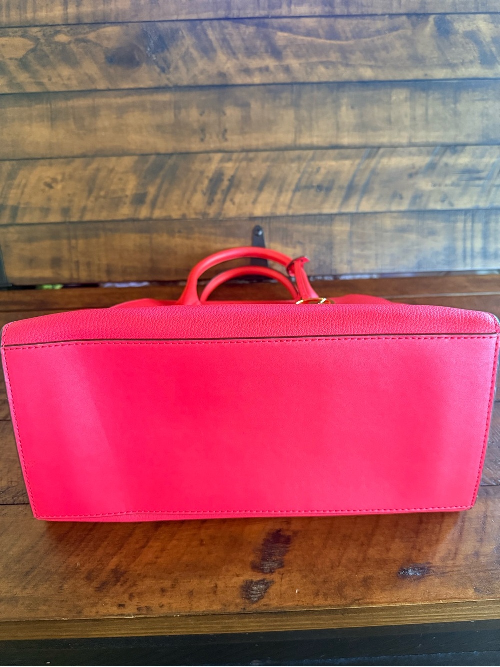 NWOT Michael Kors Coral Leather Satchel with Gold Charm - Picture 5 of 8